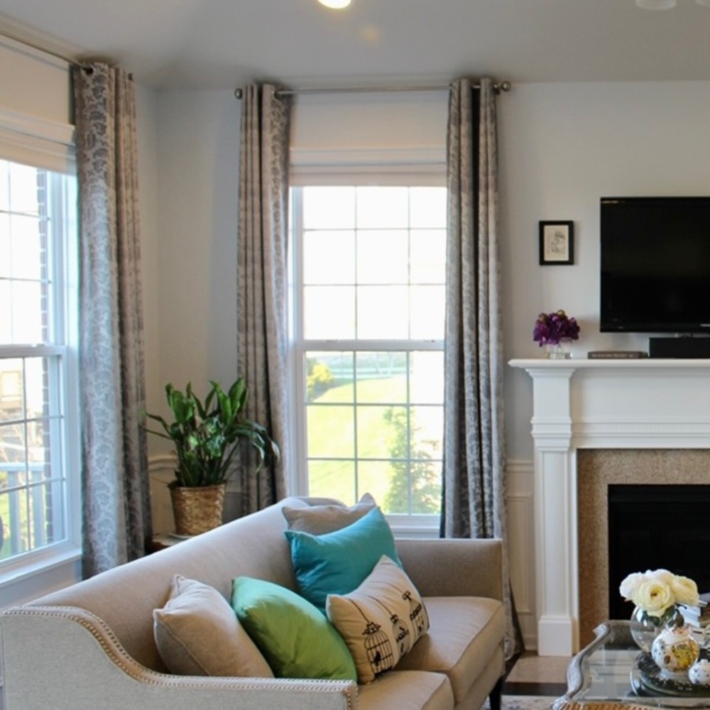 Grey Blue Cream Eclipse Curtains